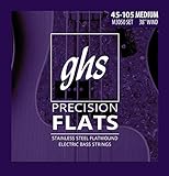GHS Strings M3050 4-String Bass Precision Flats, Stainless Steel Flatwound Bass Strings, 38' Winding, Medium (.045-.105)